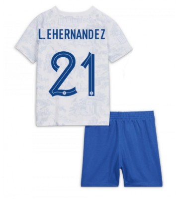 Francja Lucas Hernandez #21 Koszulka Wyjazdowych Dziecięca MŚ 2022 Krótki Rękaw (+ Krótkie spodenki)